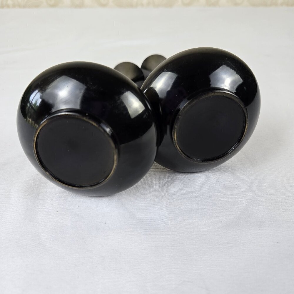 Pair of Japanese Genie Bottle Bud Vases Snow Capped Mt Fuji Village Etching Vtg - Picture 6 of 13